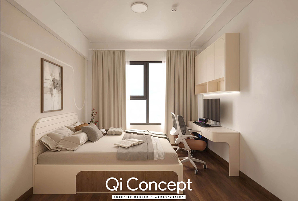 Toàn cảnh phòng ngủ master trong mẫu thiết kế chung cư Fiato Uptown 2PN.