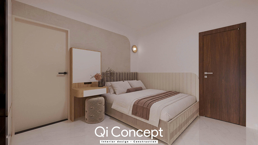 Phòng ngủ phụ trong mẫu thiết kế chung cư Tecco Home 2PN.