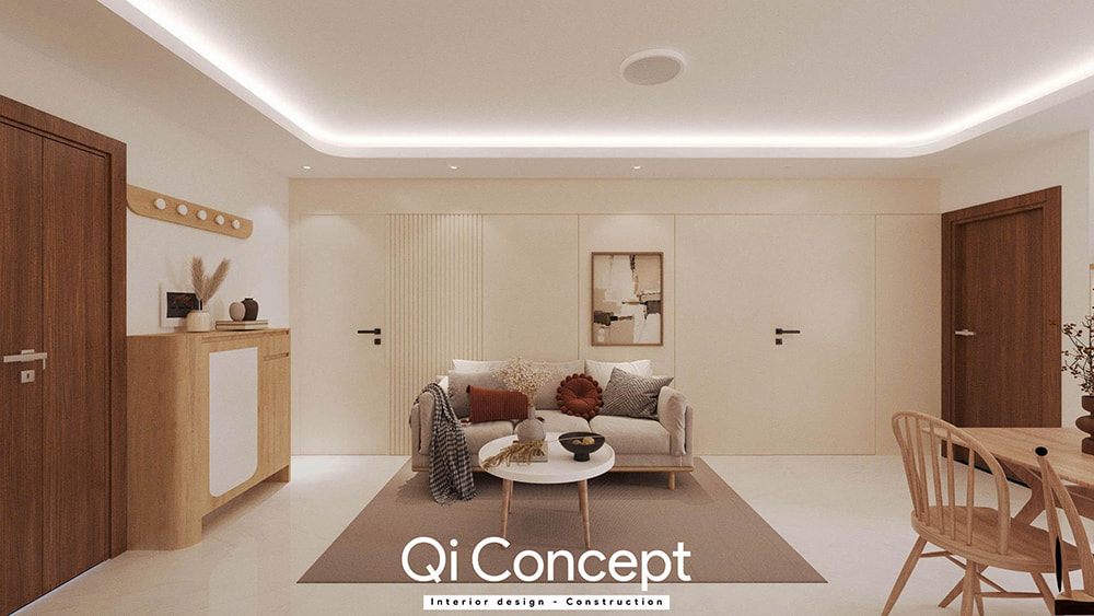 Khu vực sảnh vào trong mẫu thiết kế chung cư Tecco Home 2PN.