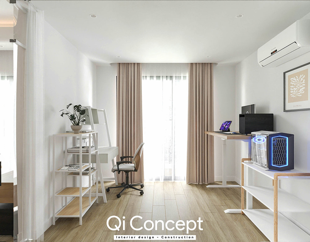Phòng làm việc trong mẫu thiết kế chung cư Fiato Uptown 3PN.