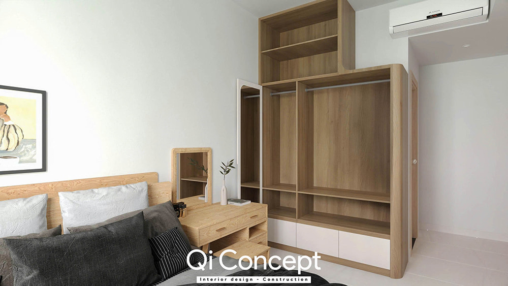 Tủ quần áo trong mẫu thiết kế chung cư Fiato Uptown 3PN.
