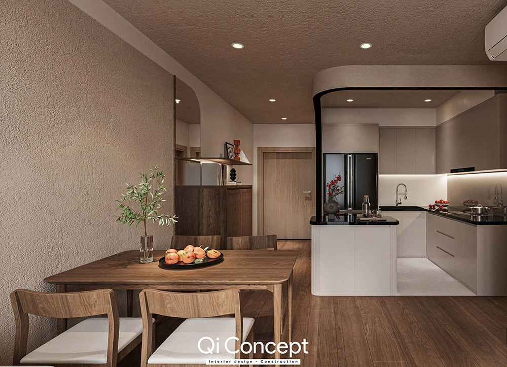 Dịch vụ thiết kế nội thất quận 5 với các chi tiết trang trí bo cong.