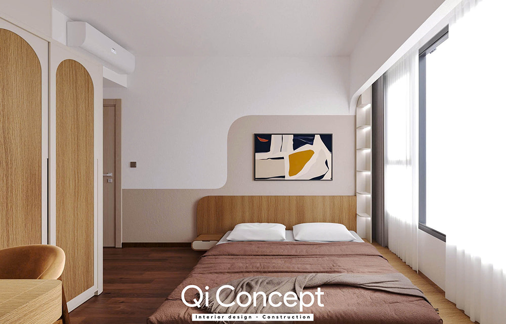 Phòng ngủ thứ hai trong mẫu thiết kế chung cư Tecco Home 3PN.