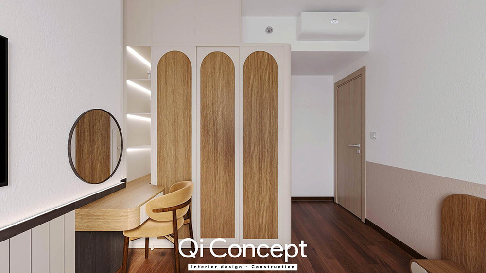 Tủ quần áo trong mẫu thiết kế chung cư Tecco Home 3PN.