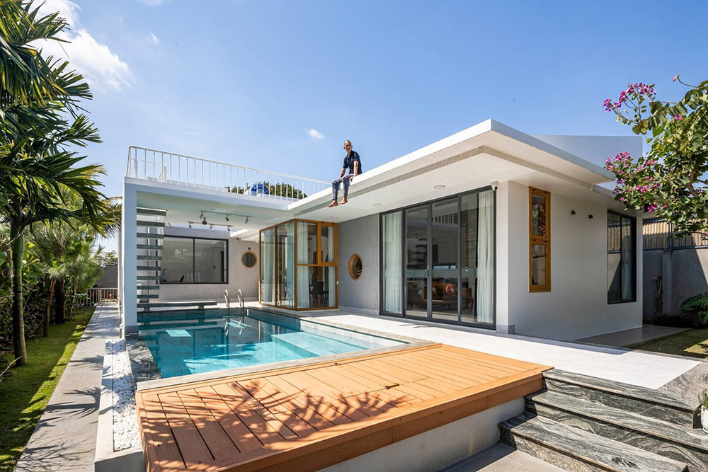 Thiết kế nội thất quận 9 biệt thự hiện đại có hồ bơi sân vườn.