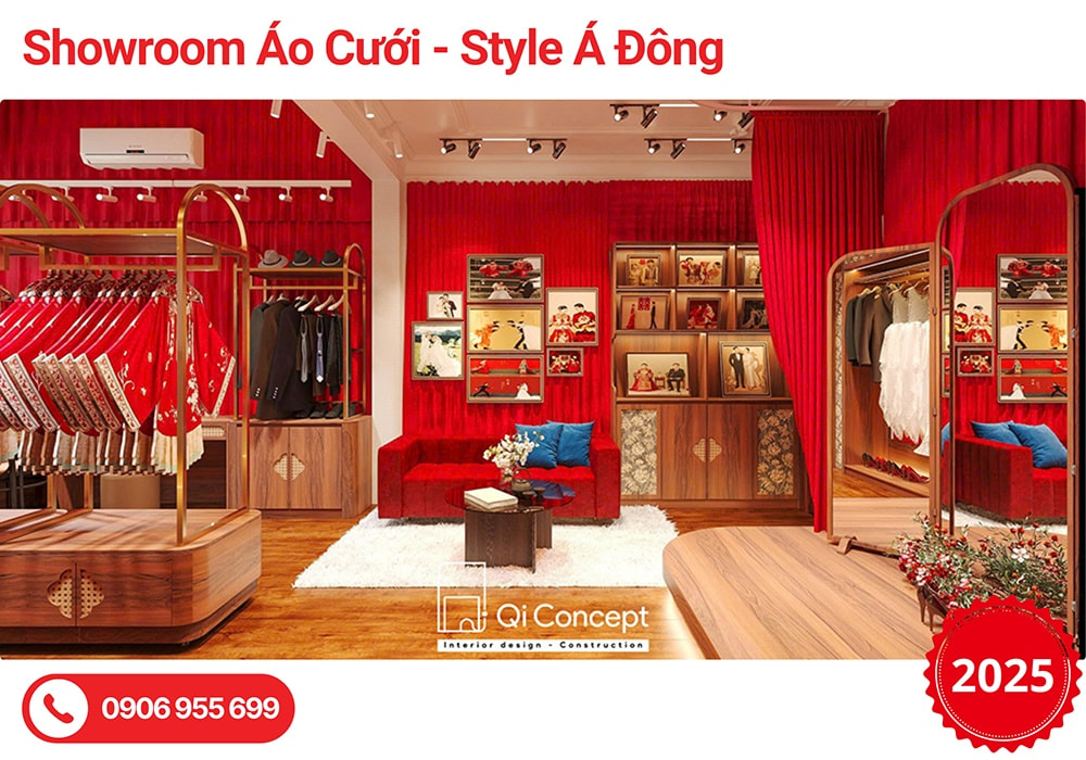 Mẫu Thiết Kế Showroom Áo Cưới Sang Trọng Phong Cách Á Đông