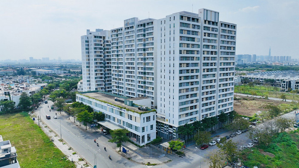 Toàn cảnh kiến trúc hiện đại của tòa nhà trong dự án thiết kế chung cư Citihome.