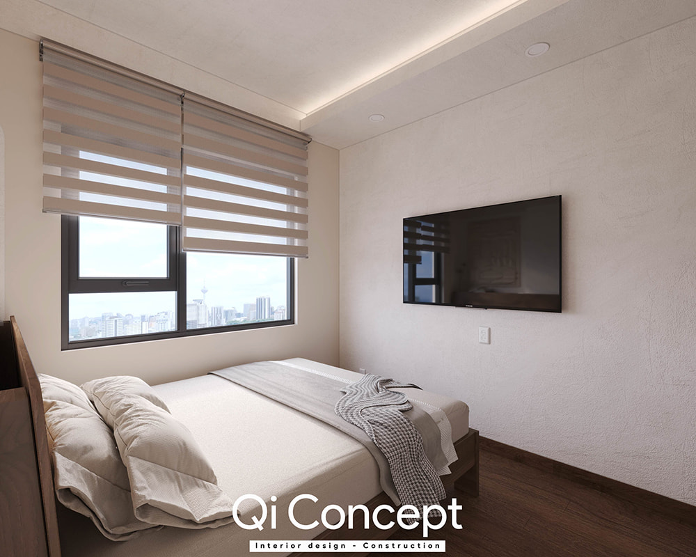 Cửa sổ phòng ngủ đón nắng thiết kế chung cư Masteri An Phú.