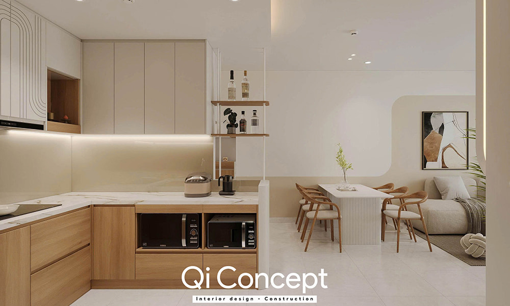 Chi tiết hộc tủ bếp thông minh thiết kế chung cư Masteri An Phú.