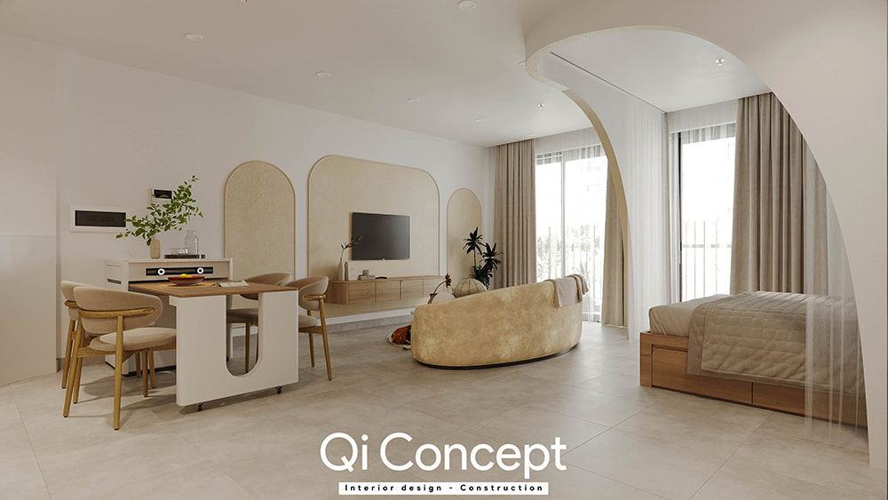 Khu vực bàn ăn thông minh trong thiết kế chung cư Masteri An Phú.