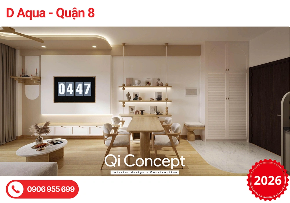 Thiết kế nội thất D Aqua 1PN: Giải pháp tối ưu không gian & Báo giá 2026
