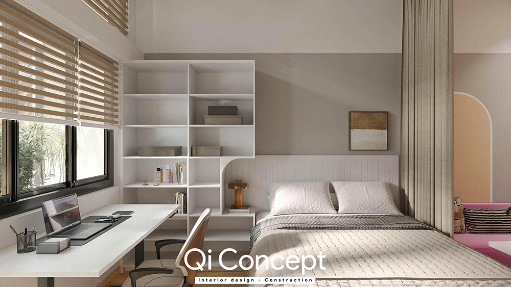 Góc nhìn từ bếp ra phòng khách nhà phố Phú Nhuận