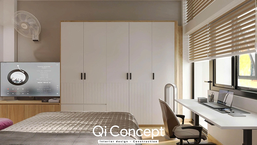 Bố trí tủ quần áo kịch trần nhà phố Phú Nhuận