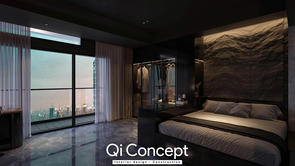 Thiết kế kệ tivi bo góc nghệ thuật nhà phố quận 6