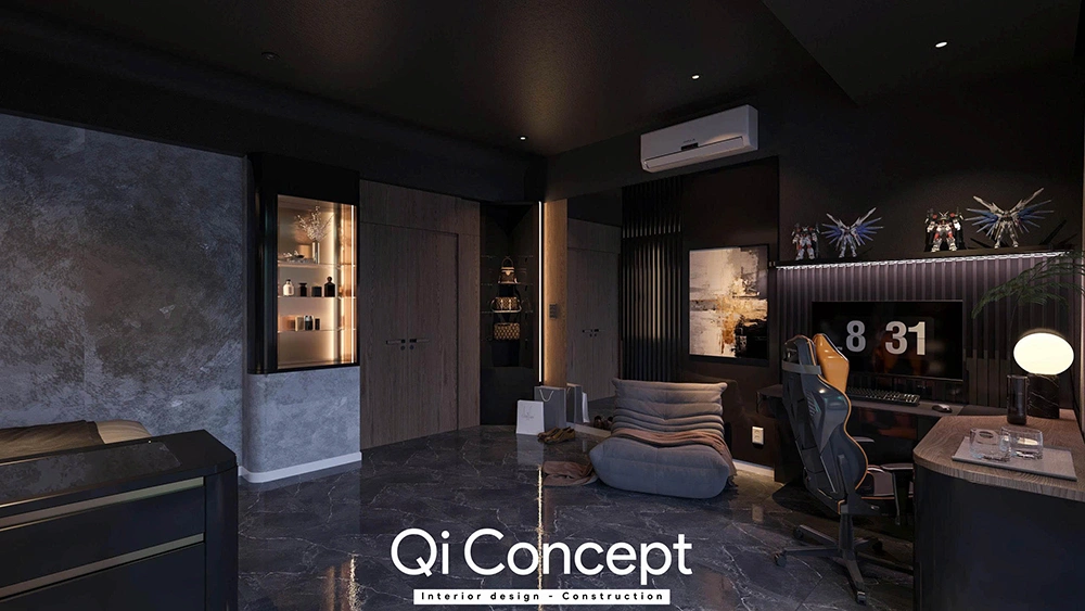 Tổng quan khách bếp nhà phố quận 6 từ trên cao