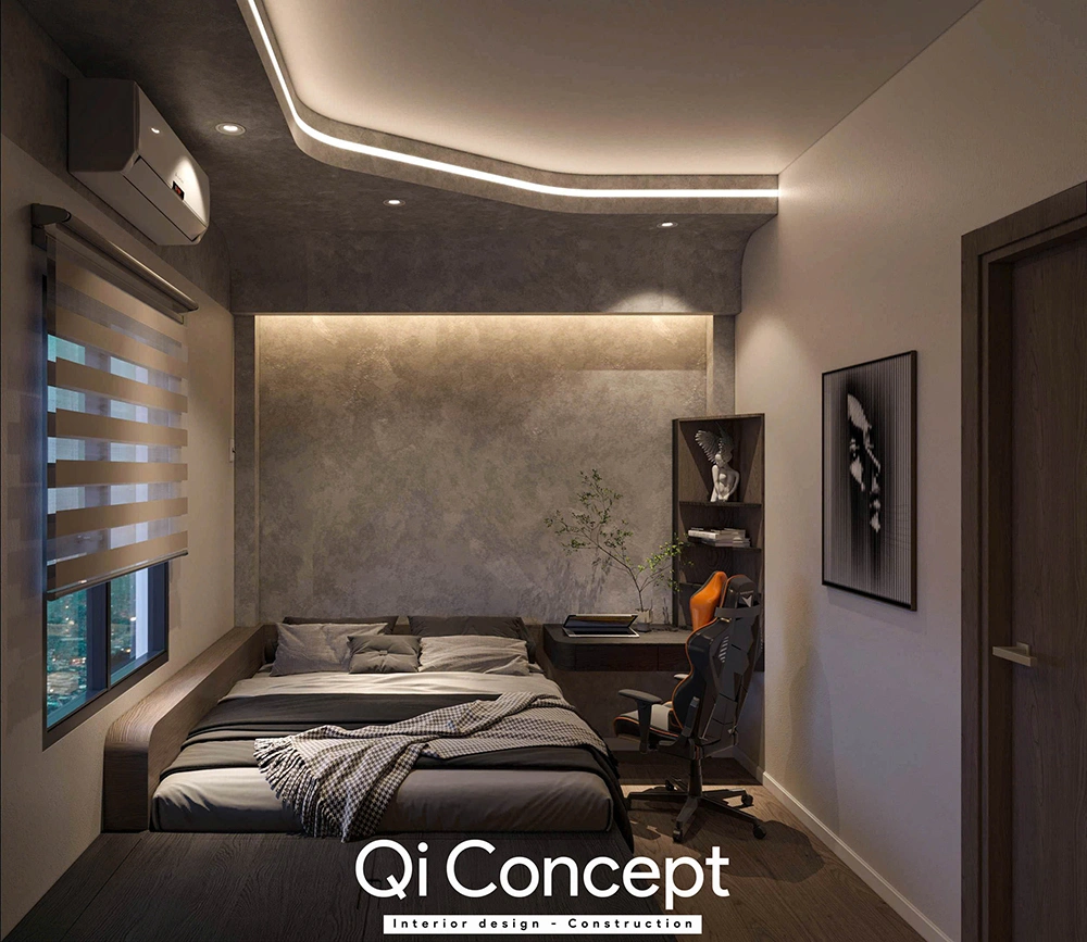 Bố trí tủ quần áo kịch trần nhà phố quận 6