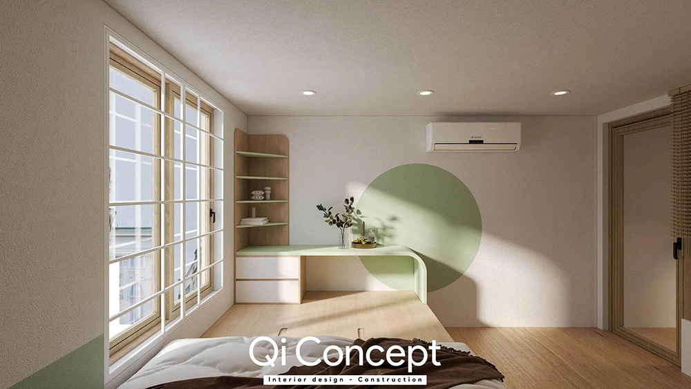 Góc làm việc tối giản trong phòng ngủ nhà phố quận 8