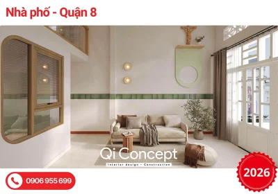 Thiết Kế Nội Thất Nhà Phố Quận 8 2PN Hiện Đại Tối Giản & Báo Giá