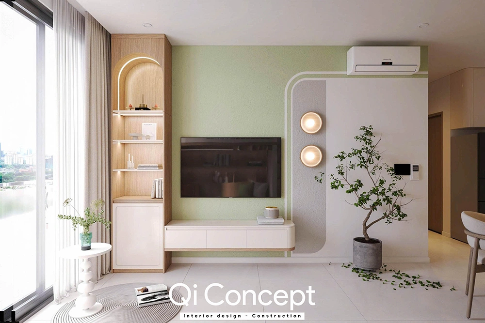 Kệ tivi treo tường hiện đại căn hộ Victoria Village