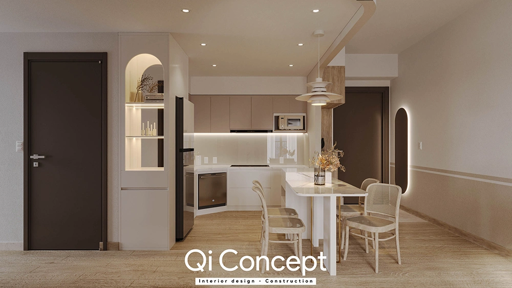 Góc học tập và kệ sách West Gate bo góc