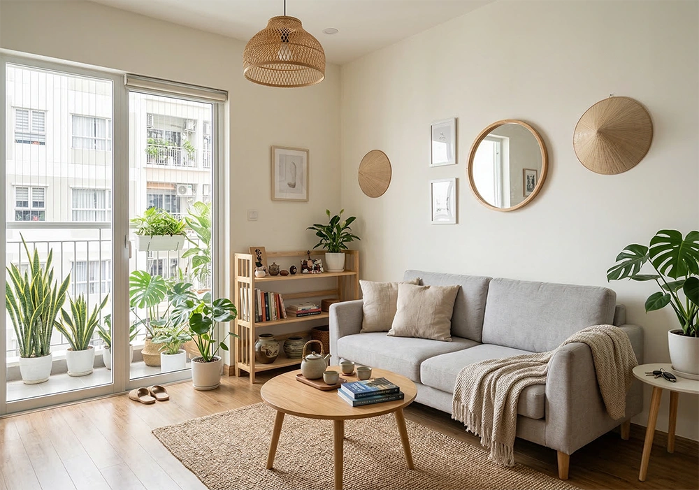 Phòng khách nhỏ thiết kế theo phong cách Scandinavian thanh lịch