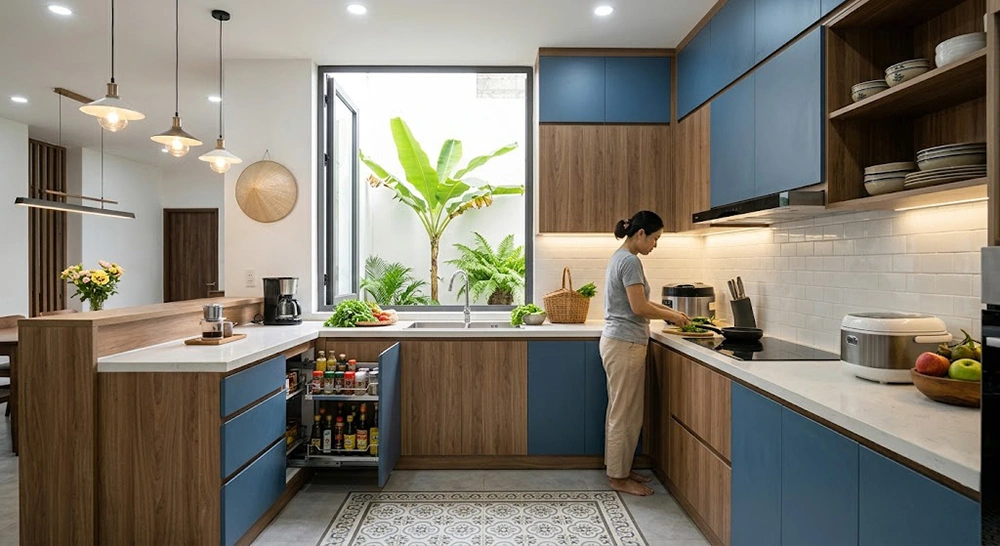 Phụ kiện kệ góc thông minh cho nhà bếp đơn giản