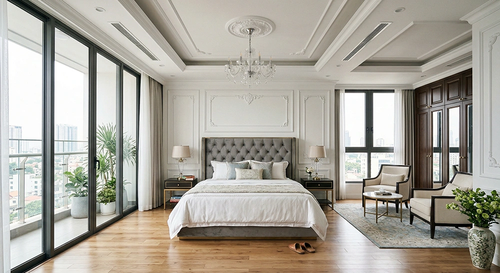 Thiết kế phòng ngủ master 50m2 hiện đại trang nhã