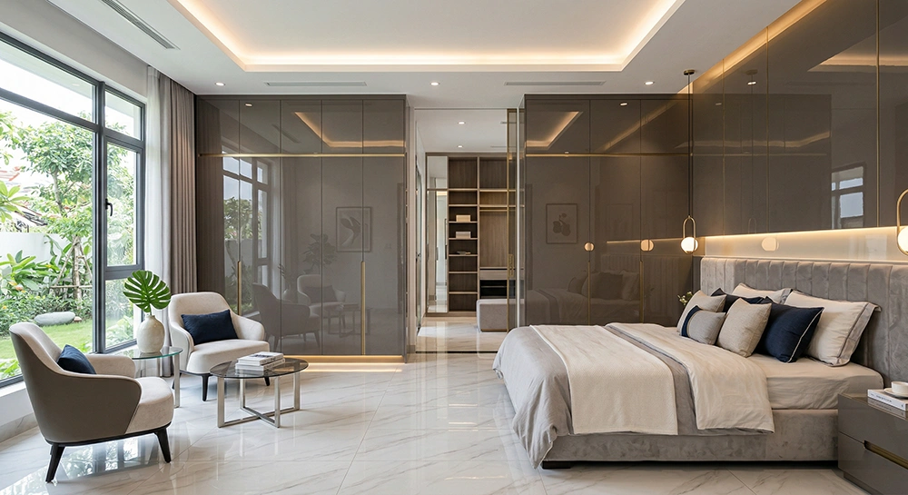 Tủ quần áo kịch trần cho phòng ngủ master 50m2