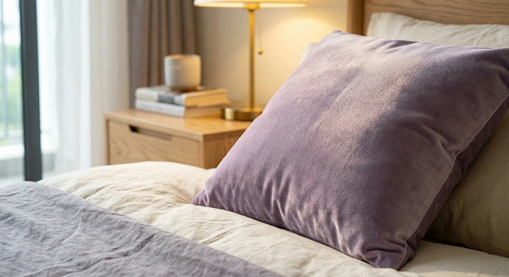 Ánh sáng tự nhiên trong phòng ngủ màu tím