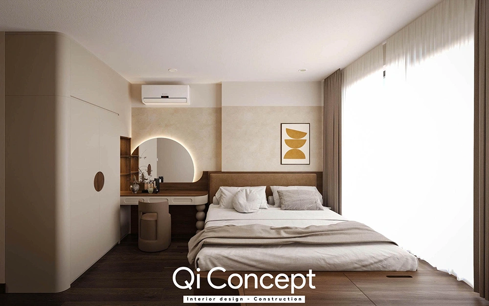 Góc làm việc trong phòng ngủ nhỏ không giường