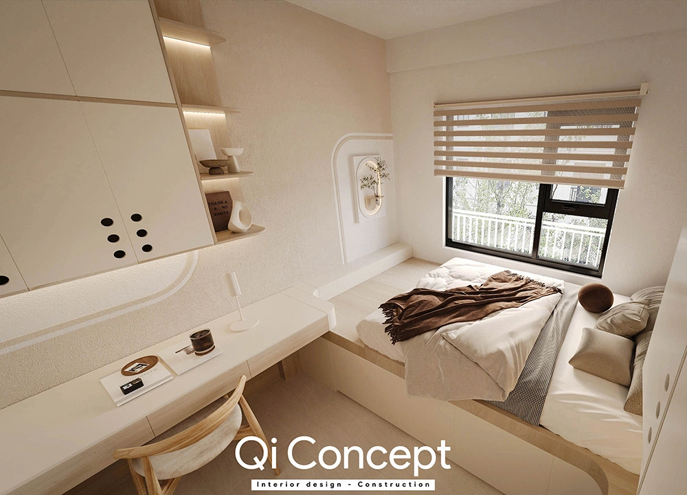 Chi tiết thi công nội thất phòng ngủ nhỏ không giường