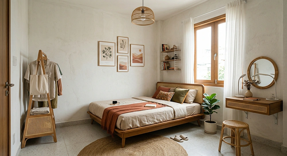 Mẫu phòng ngủ vintage đơn giản cho không gian nhỏ