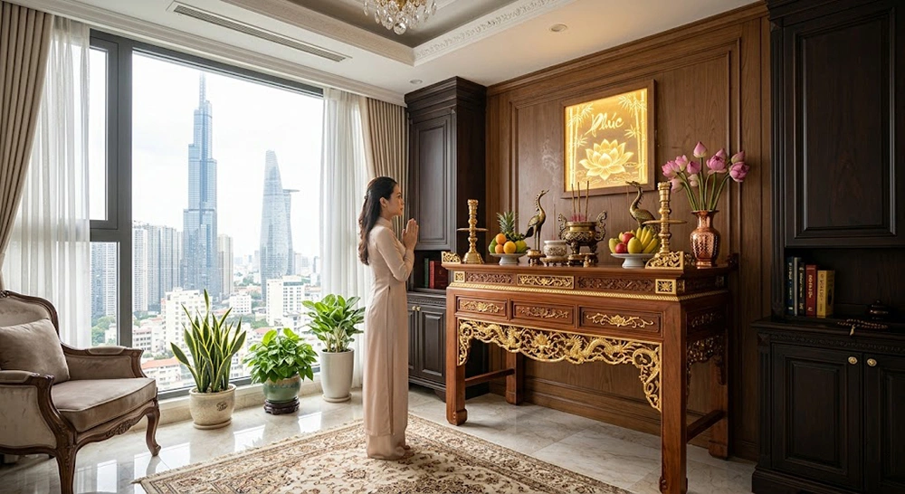 Tranh phong thủy tại phòng thờ Tân Cổ Điển