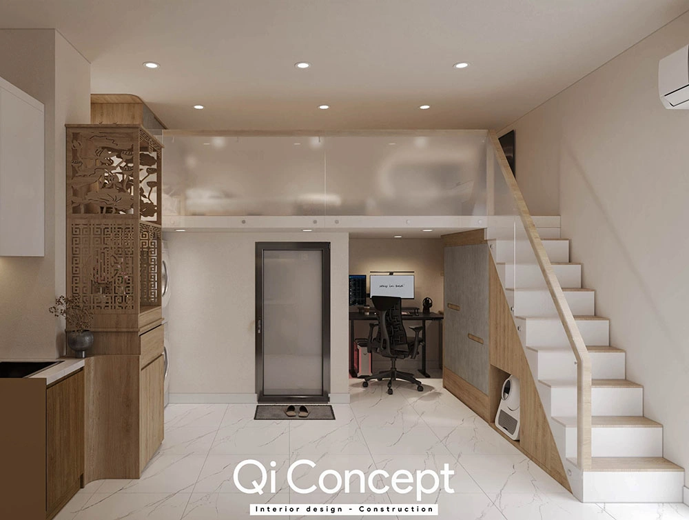 Tổng thể không gian studio căn hộ Bách Gia Phát