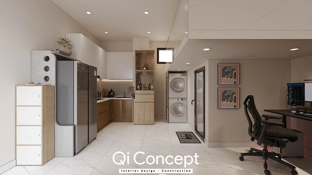 Khu vực bếp và giặt phơi căn hộ Bách Gia Phát