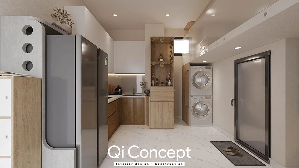 Nội thất bếp và tủ thờ căn hộ Bách Gia Phát