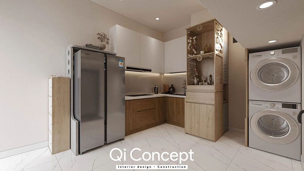 Góc bếp nhỏ gọn tiện nghi căn hộ Bách Gia Phát