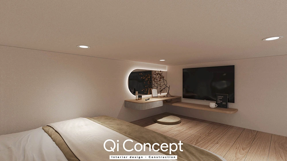 Kệ TV và bàn trang điểm gác lửng căn hộ Bách Gia Phát