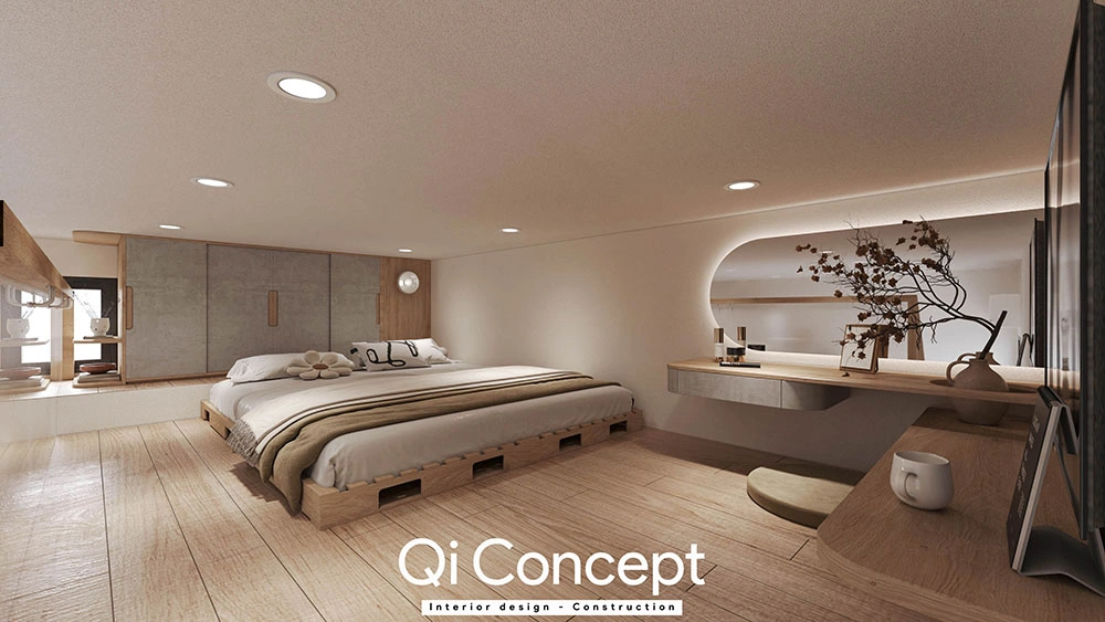 Bố trí giường ngủ và tủ đồ căn hộ Bách Gia Phát