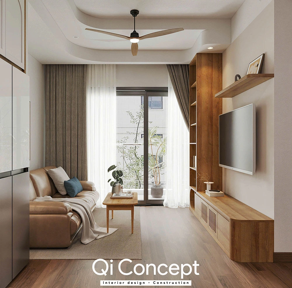 View phòng khách thoáng đãng thiết kế Akari City 2 ngủ