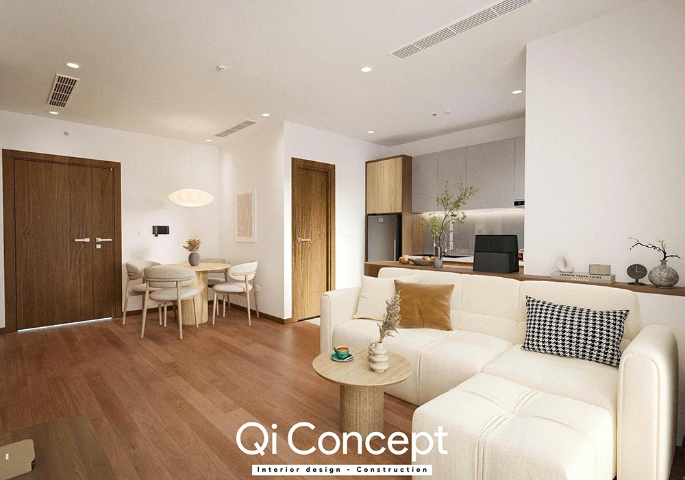 Bộ sofa màu kem sang trọng tại dự án An Gia Skyline.