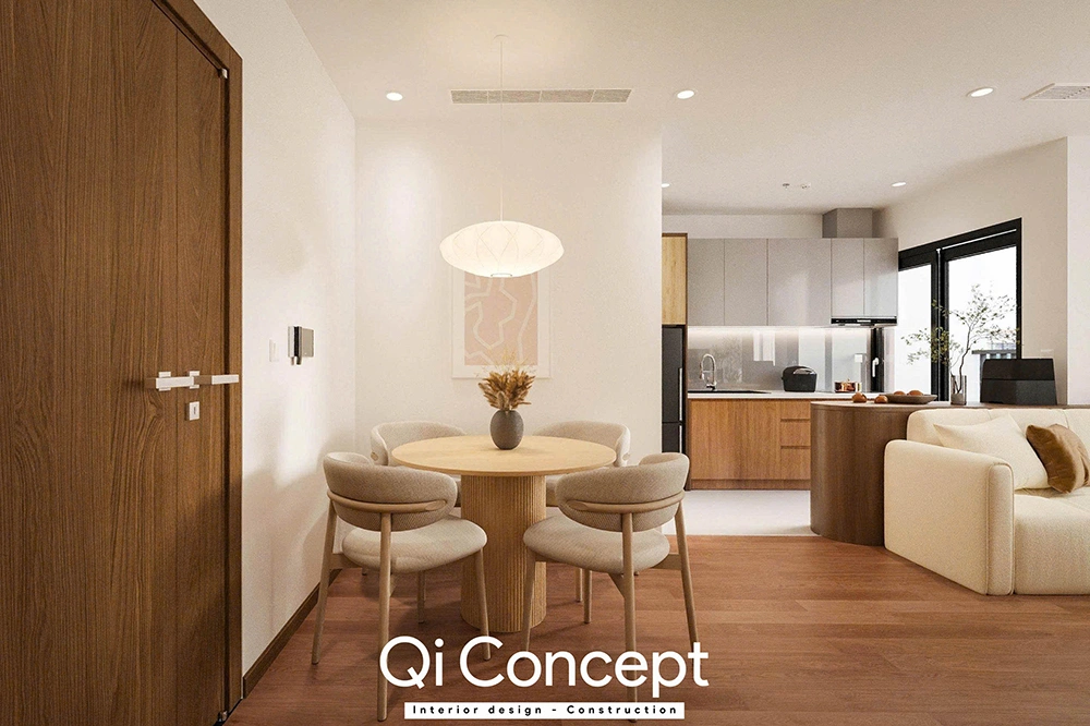 Bộ bàn ăn tròn tinh tế dành cho gia đình tại An Gia Skyline.