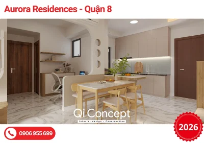 Thiết Kế Nội Thất Aurora Residences 2PN - Tối Giản Vượt Thời Gian