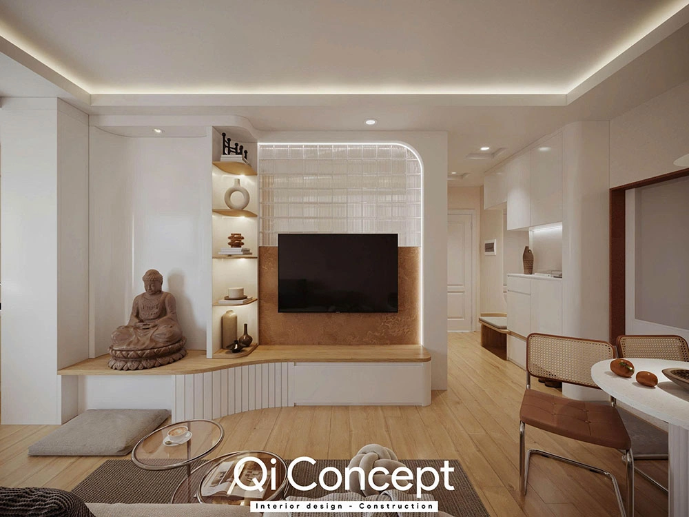 Thiết kế chung cư Mỹ Đức phòng khách thiền định