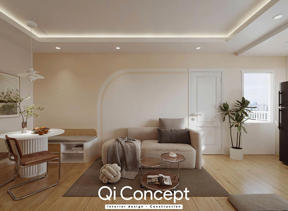 Nội thất phòng khách thiết kế chung cư Mỹ Đức