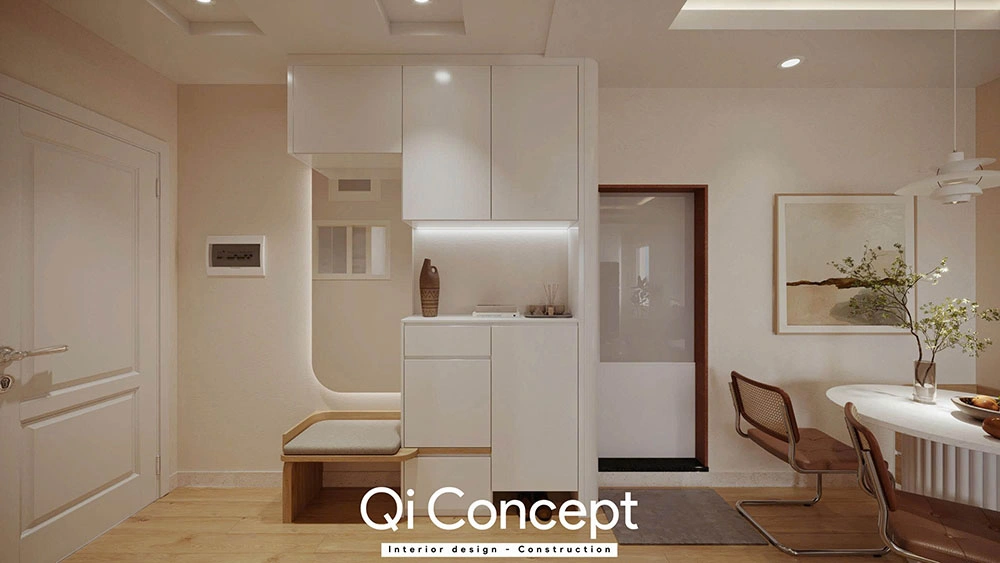 Hệ tủ giày kịch trần thiết kế chung cư Mỹ Đức