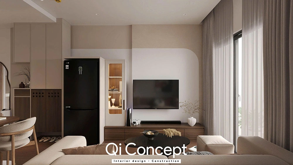 Thiết kế nội thất D Aqua phòng khách tối giản hiện đại