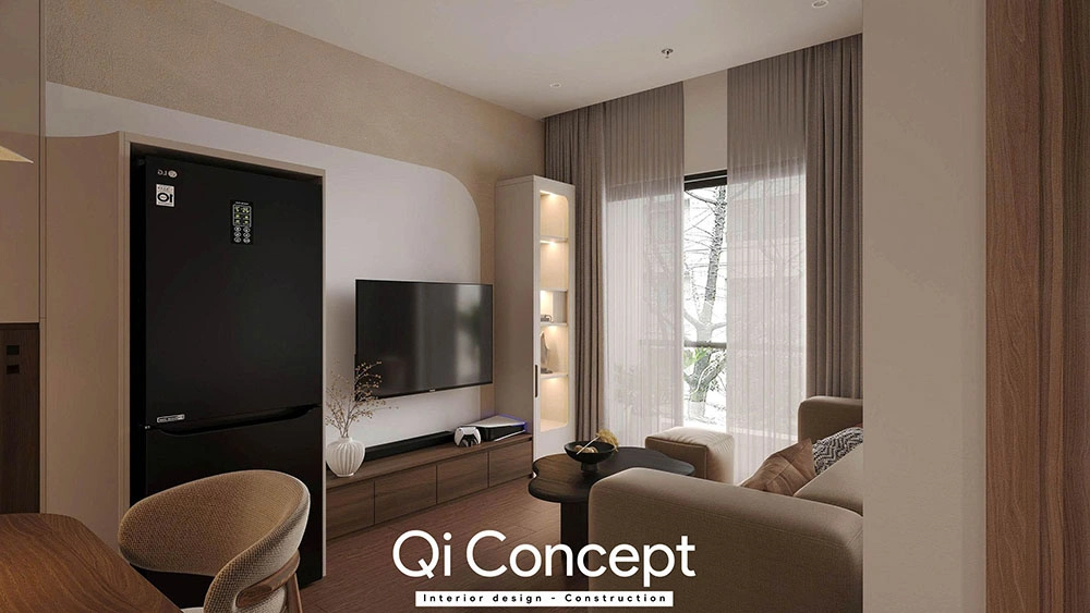 Góc tivi tinh tế trong dự án thiết kế nội thất D Aqua
