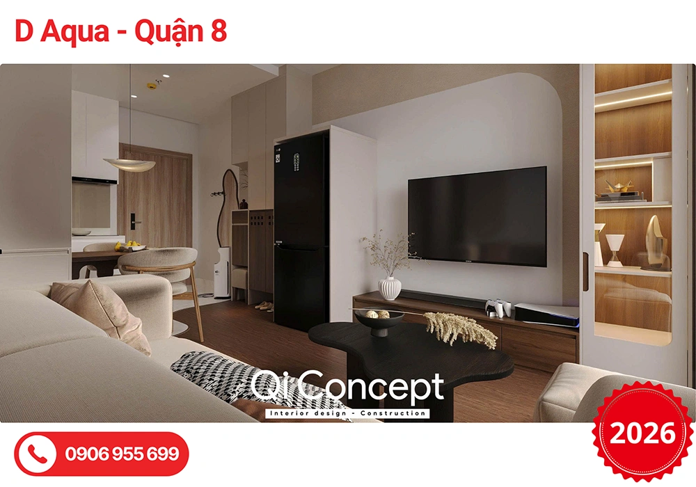 Mẫu Thiết Kế Nội Thất D Aqua 1PN Phong Cách Tối Giản