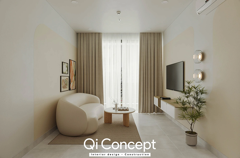 Không gian phòng khách mở tại MT Eastmark 1+1PN